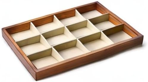 Oirlv 12 Grids Wood Jewelry Organizer Tray Stackable Jewelry Drawer Tray - Image 10