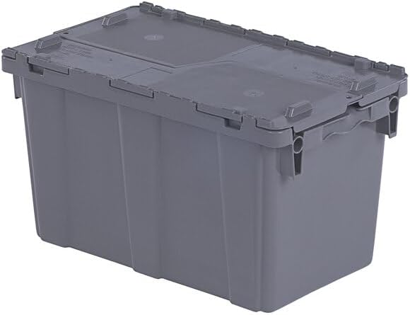 Plastic Storage Tote with Flip Lid, 22.3 x 13 x 12.8 inches, Made in USA by Glownary
