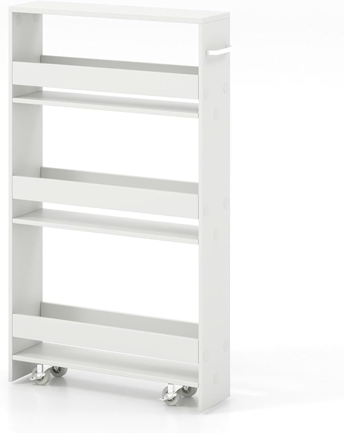 Giantex Slim Storage Cart 4 Tier, Rolling Narrow Island Cart, Side Cabinet - Image 9