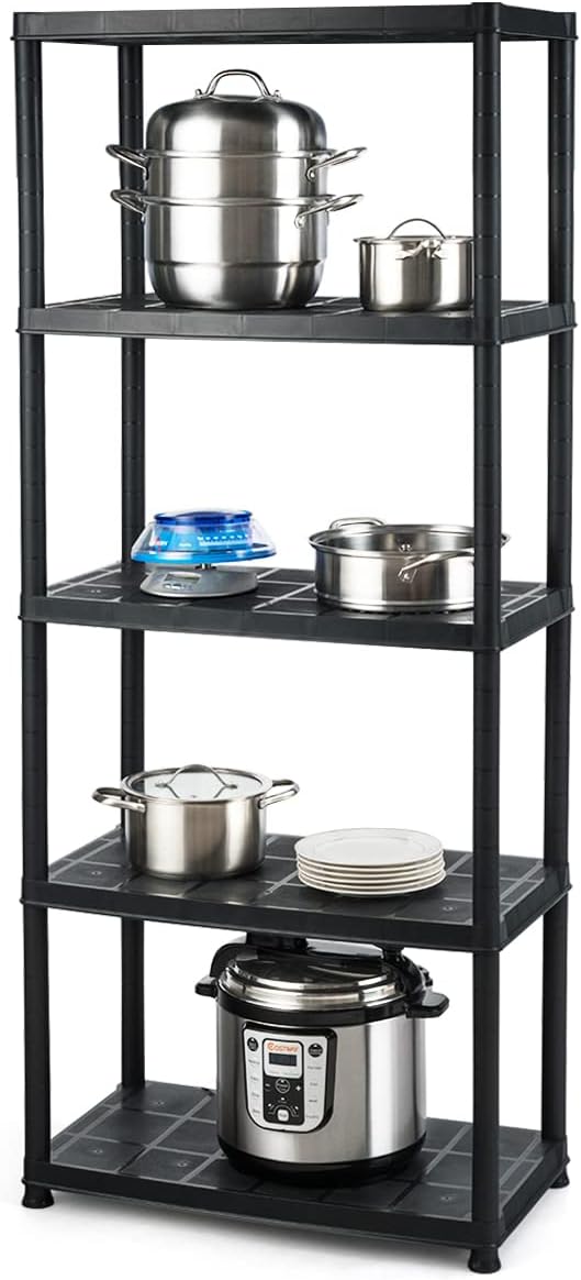 IRONMAX 5-Tier Plastic Shelving Unit, No Tools Required, Free Standing Storage - Image 7