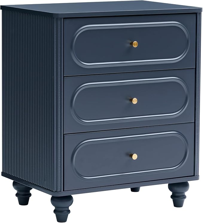 3 Drawer Fluted Dresser for Bedroom Set of 2, Mid Century Modern Chest of - Image 9