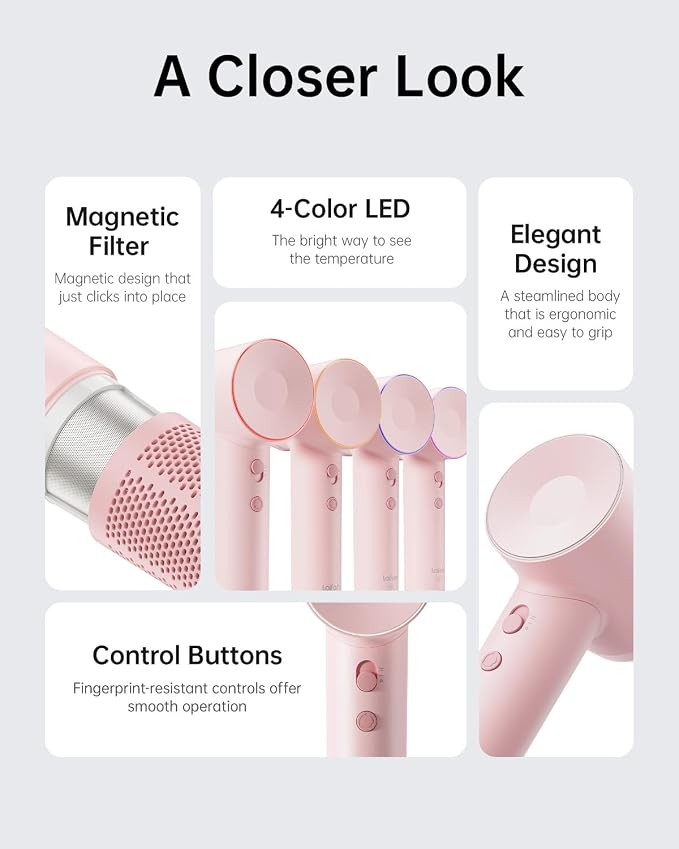 Laifen Hair Dryer SE, 200 Million Negative Ionic Blow Dryer - Image 8
