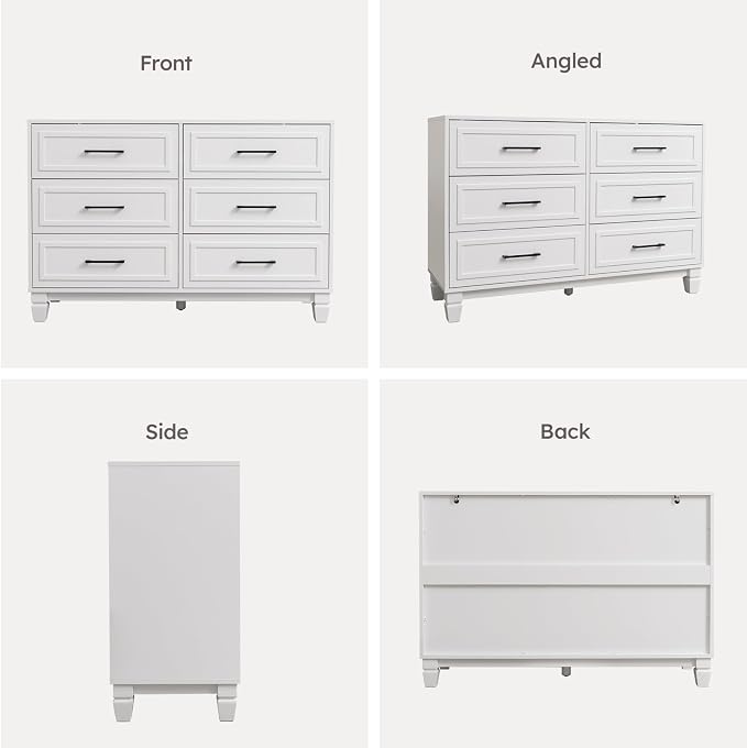 Farmhouse 6 Drawers Dresser for Bedroom, Modern Wide Chest Dressers for Clothes - Image 7