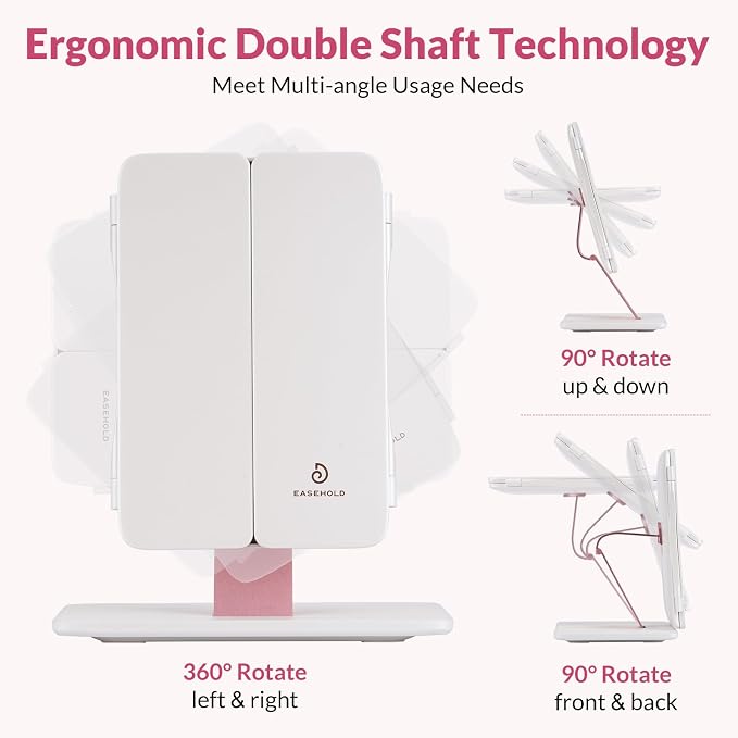 EASEHOLD Foldable Tri-Fold Lighted Makeup Vanity Mirror - Image 14