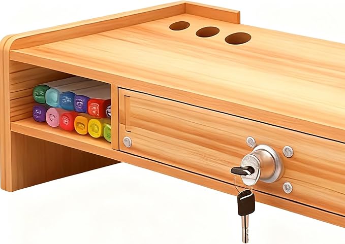 Desktop Computer Elevated Stand 48.8x20x10.5cm, Wooden Monitor Riser - Image 9