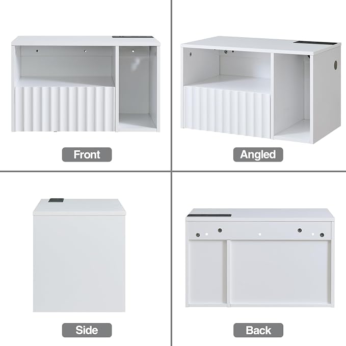 Modern Matte White Fluted Floating Nightstand - Image 9