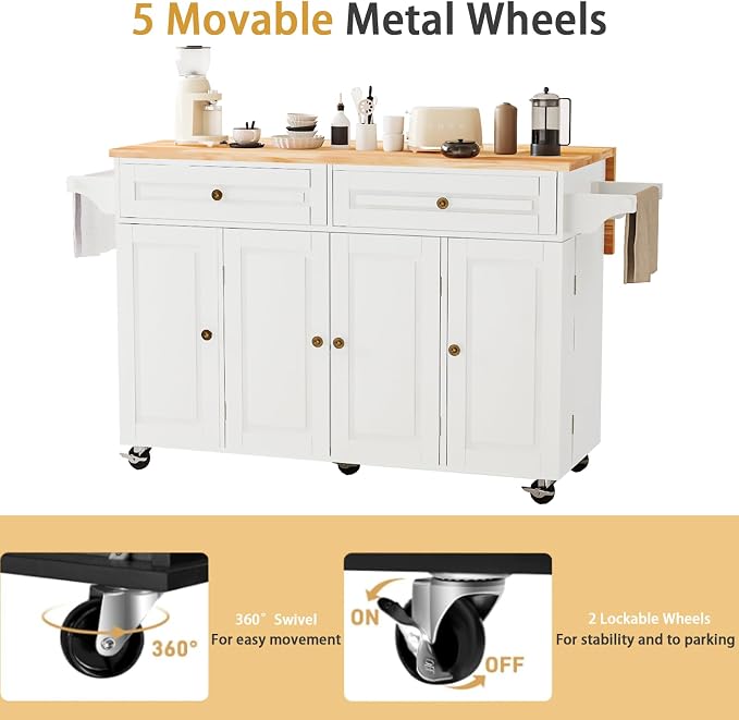 59’’ Rolling Kitchen Island Cart - Image 9