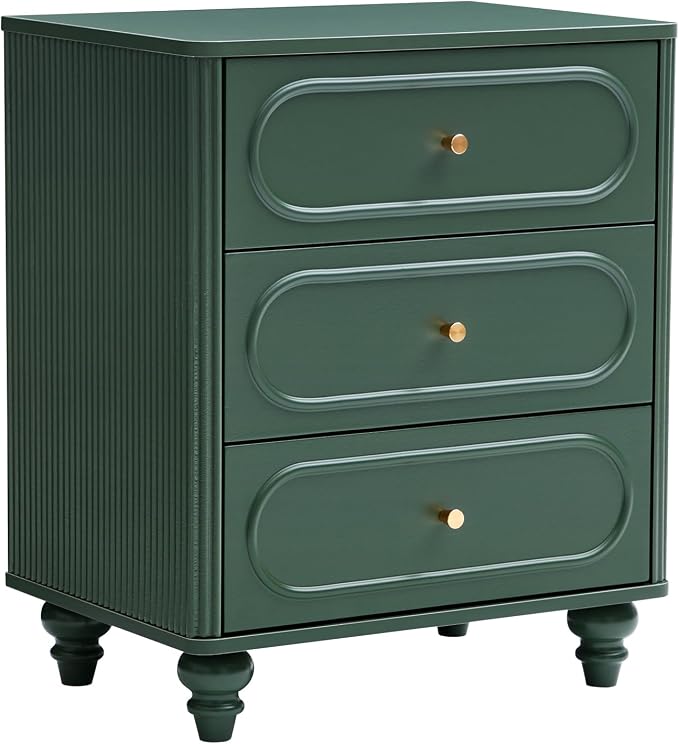 3 Drawer Fluted Dresser for Bedroom, Mid Century Modern Chest of Drawers - Image 9