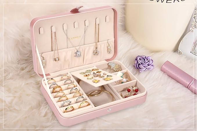 LANDICI Small Jewelry Box for Women Girls, PU Leather Travel Jewelry Case - Image 7