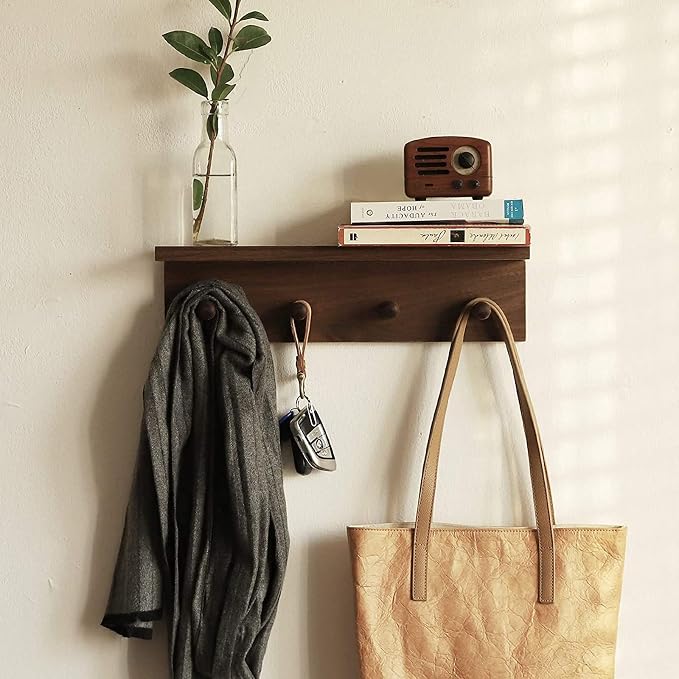 Entrance Coat Rack ,Coat Hooks, Wall-Mounted Wooden Hook Rack, Wall-Mounted - Image 6