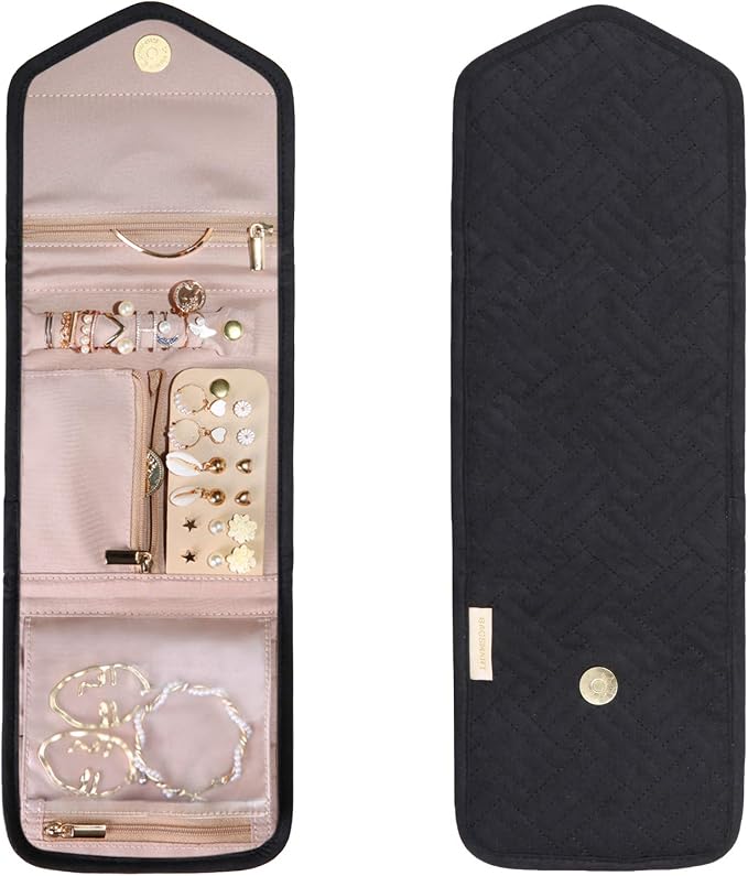 BAGSMART Travel Jewelry Organizer Case Foldable Jewelry Roll - Image 9