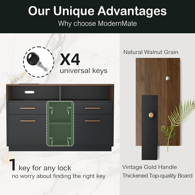 4 Drawer File Cabinet, Wood Filing Cabinet - Image 6