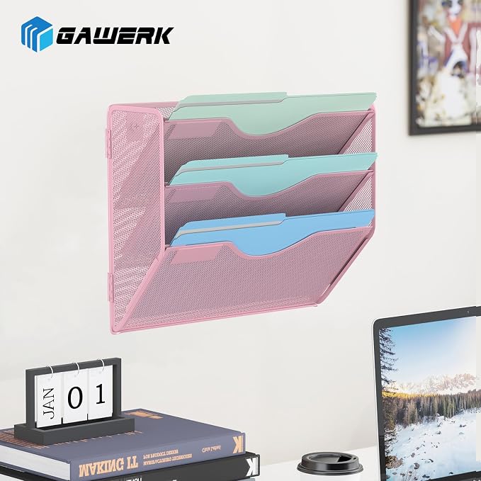 3 Tier Hanging Wall File Organizer, Mesh Mail Paper Orgnization Hanging File - Image 7