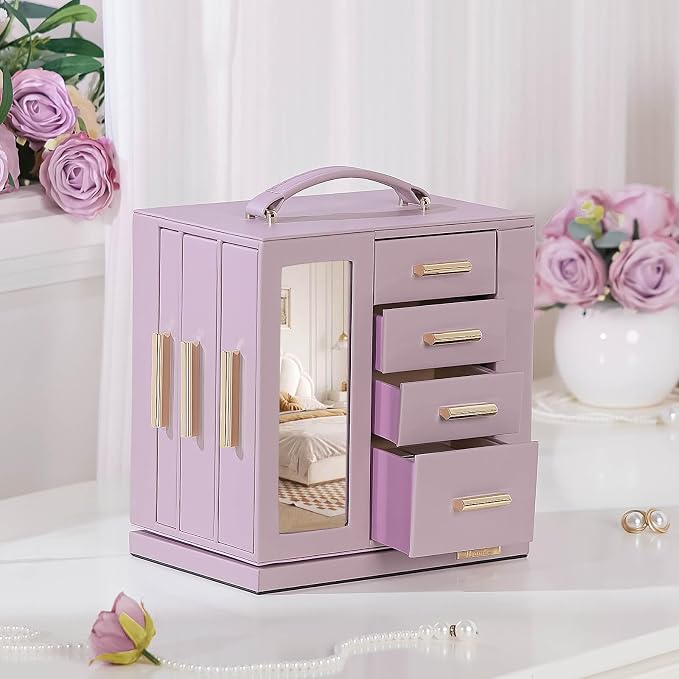 Homde Christmas Gifts Jewelry Box 360° Rotating, Necklace Earring Organizer - Image 9