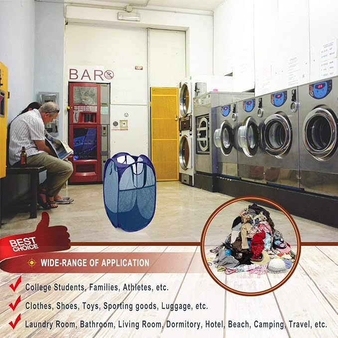 HOUSE AGAIN Strong Mesh Pop-up Laundry Hamper, Quality Collapsible Laundry - Image 7