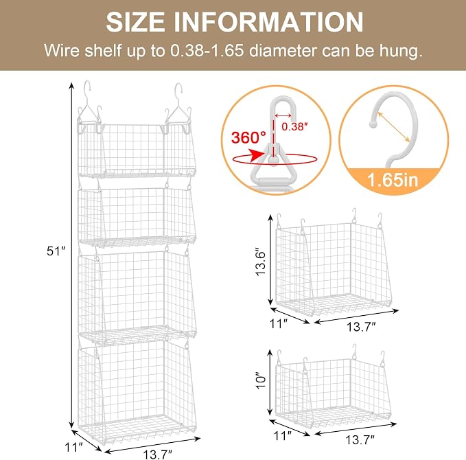 4-Tier Hanging Laundry Room Organizer: Foldable Wire Shelf Basket - Image 7