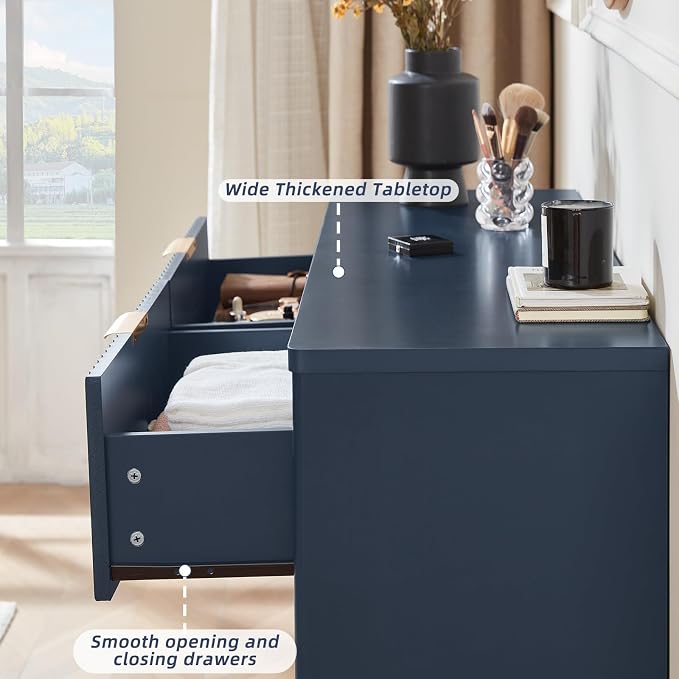 LEYAOYAO Fluted 6 Drawers Dresser, Curved Profile Design, Dresser TV Stand - Image 8