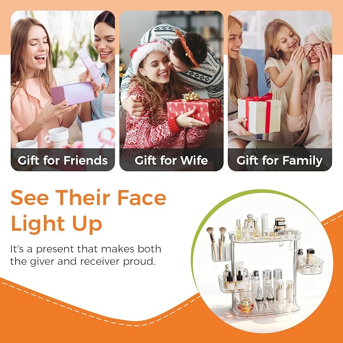 Rotating Makeup Vanity Organizer, Bathroom Countertop Cosmetic Skin Care Storage - Image 6