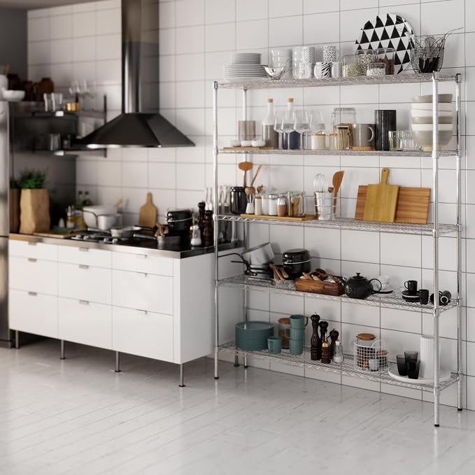 14" Deep x 60" Wide x 74" Height Wire Shelving Kit | 5-Tier | NSF Commercial - Image 8