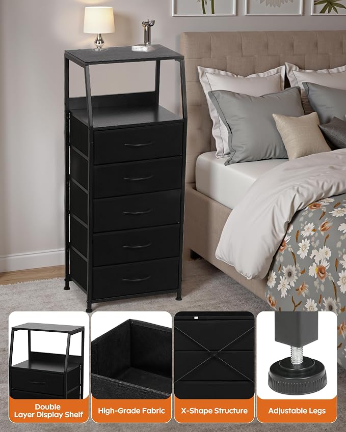 Dresser for Bedroom, Fabric Nightstand Tall Dresser & Chests of Drawers - Image 8