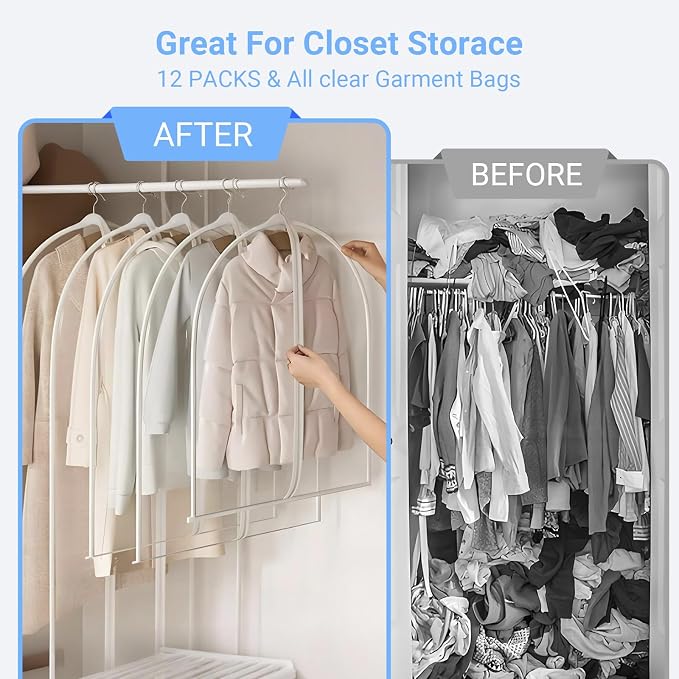 Garment Bags for Hanging Clothes 24'' x 55'' Coat Covers for Closet Foldable - Image 7