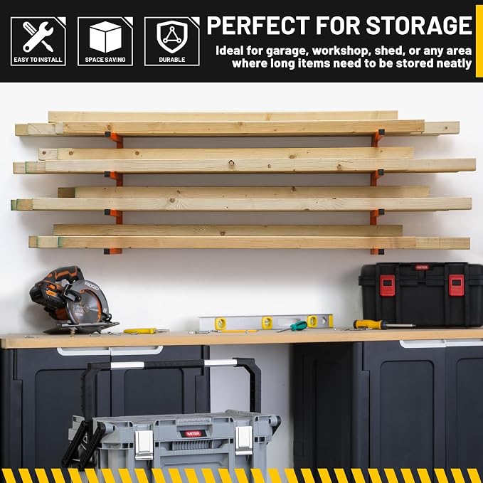YYR Wood Organizer and Lumber Storage Rack Wall Mount, Heavy Duty Metal Shelf - Image 6