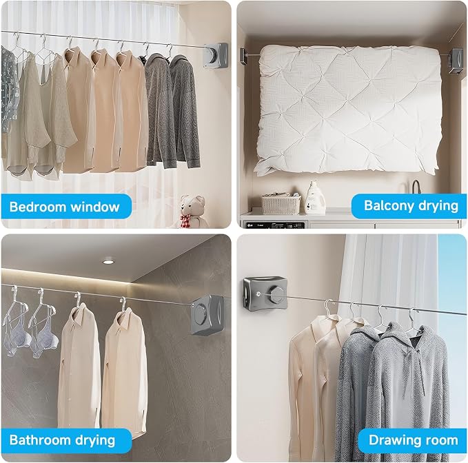 Retractable Outdoor Clothes Line, Heavy Duty Clothes Drying Laundry Line Wall - Image 7
