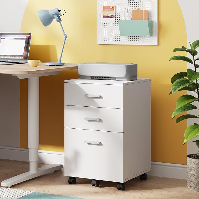 DEVAISE 3 Drawer Wood Mobile File Cabinet, Rolling Filing Cabinet - Image 7