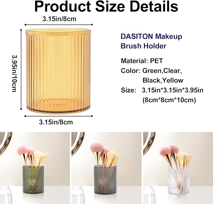 DASITON Makeup Brush Holder Organizer, Acrylic Makeup Brush Cup, Vintage - Image 7