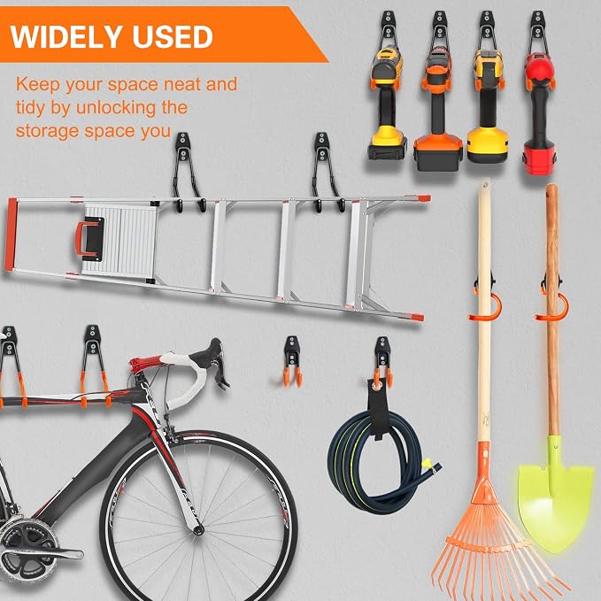 Heavy Duty Garage Hooks 4 Pack, J Shaped Hanger, Wall Mounted Storage System - Image 7