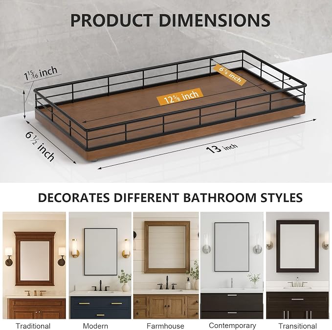 Toilet Paper Basket Organizer – Oak Wood Toilet Tank Tray - Image 6