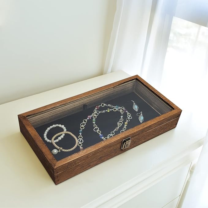 MOOCA Glass Top Wooden Jewelry Display Case - Image 8
