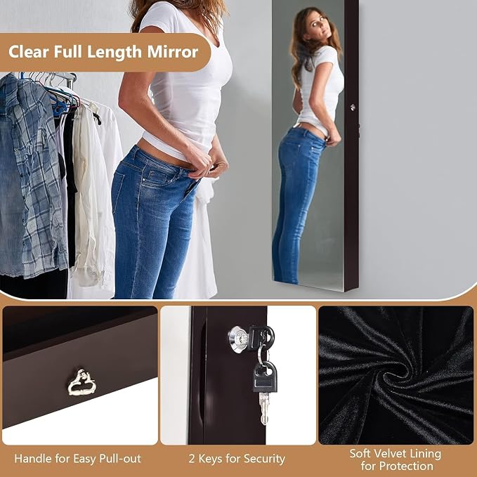 HAPPYGRILL Over the Door Jewelry Organizer, Hanging Jewelry Storage Cabinet - Image 7