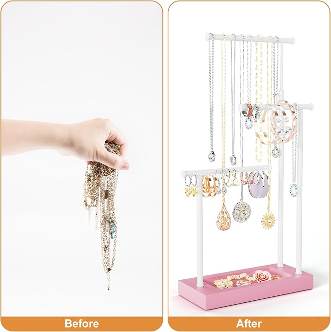 SRIWATANA Jewelry Organizer Stand, Extra Tall Necklace Holder Jewelry Holder - Image 8
