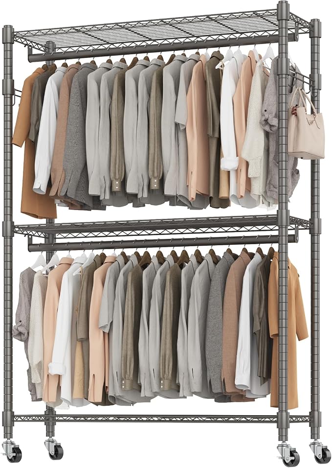 BATHWA Heavy Duty Garment Rack on Wheels, Rolling Clothes Racks - Image 7