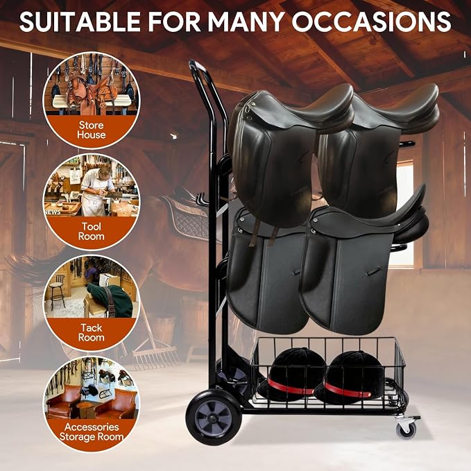 2 Tier Rolling Saddle Rack Cart - Image 7