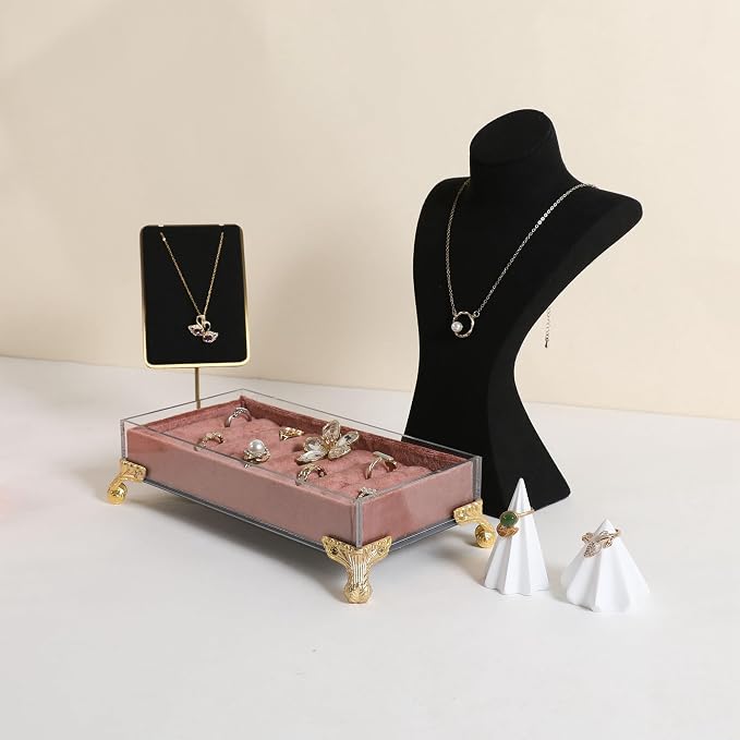 GemeShou Black necklace storage hanger stand jewelry organizer, Velvet jewelry - Image 9