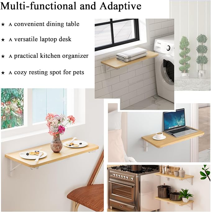TEAMIX Wall Mounted Folding Table, Floating Desk - Image 7