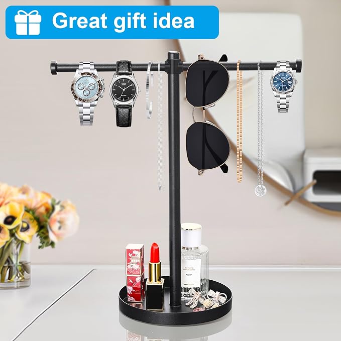 Jewelry Necklace Organizer Stand, 12.9" Tall Sturdy Metal Jewelry Stand - Image 7