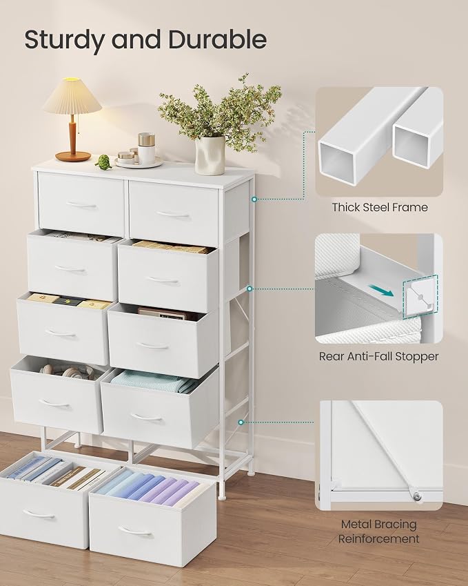 SONGMICS Dresser for Bedroom, Chest of Drawers, 10 Non-Woven Fabric Drawers - Image 6