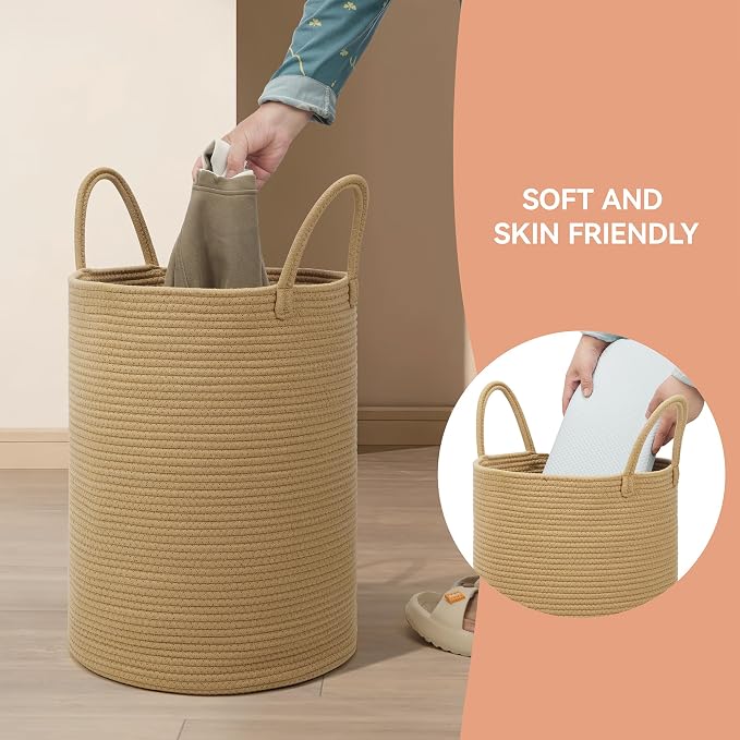 58L Cotton Rope Laundry Basket, Woven Basket - Image 7