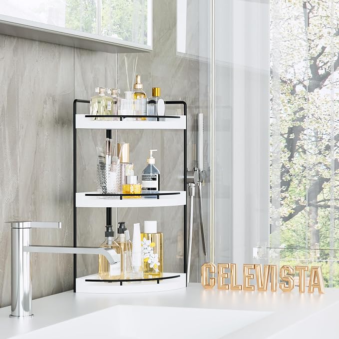 Corner Bathroom Counter Organizer, 3 Tier Bathroom Sink Shelf Countertop - Image 8