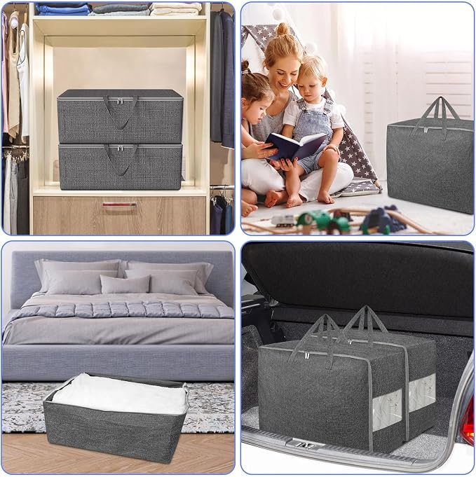3Pack 105L Extra Large Storage Bags, Folding Comforter Blanket Storage Bags - Image 6