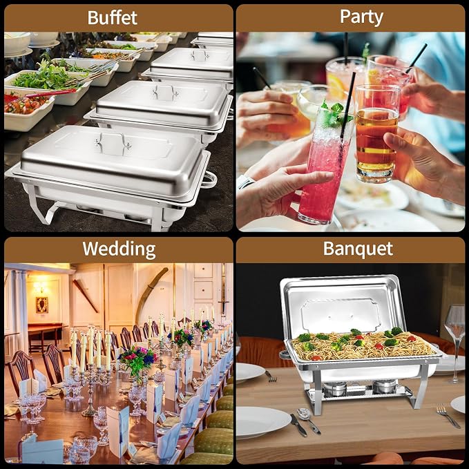 8 Qt 5 Pack Full Size Chafing Dishes Buffet Set - Image 6