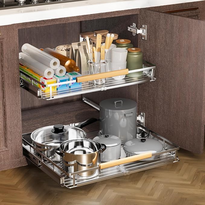 2 Pack Expandable Pull Out Cabinet Organizer,Side Mounting - Image 8