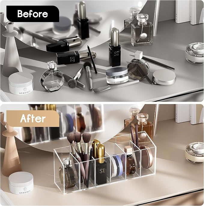 Acina 2PCS Clear Makeup Brush Holder Organizer Acrylic 3-Slots Cosmetic Brushes - Image 6