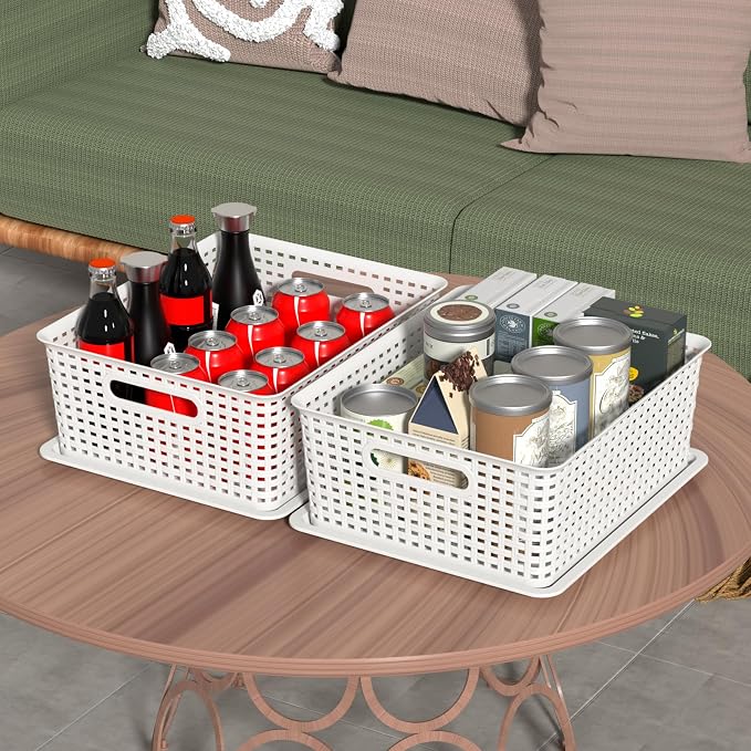 Hespama 6-Pack Plastic Weave Storage Basket - Image 7
