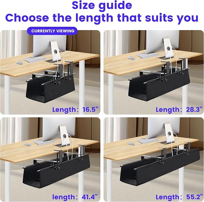 Under Desk Cable Management Tray, Clamp-On Cord Organizer,No Drilling Required - Image 7