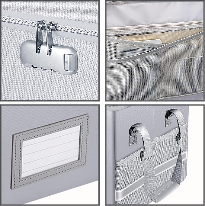 ENGPOW File Box with Lock, Fireproof Document Box with Zipper&Pockets, - Image 9