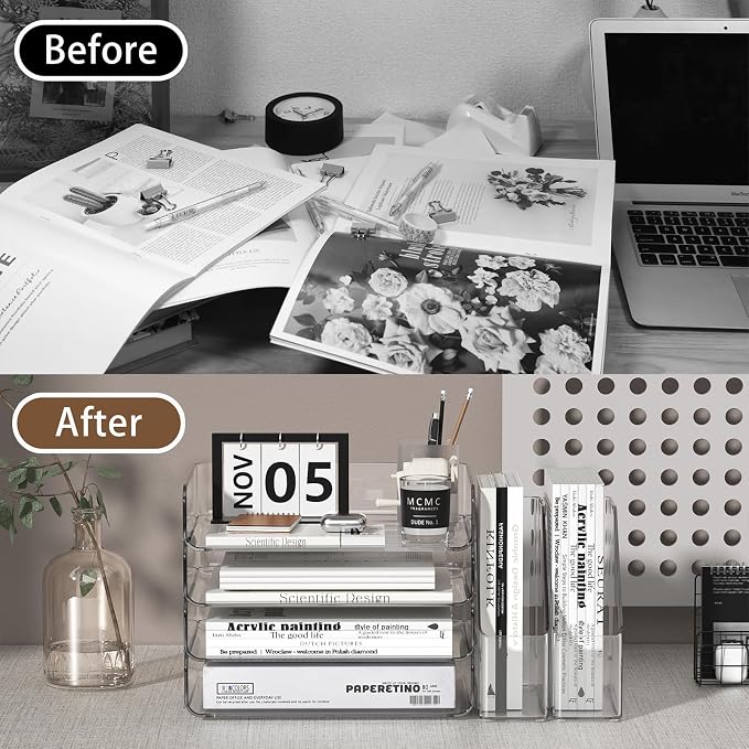 4-Tier Clear Acrylic Paper Tray Organizer - Image 7
